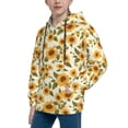 thumbnail image 2 of Fotbe Classical Cute Sunflower Pattern Youth Pullover Hooded Sweatshirt, Boys Hoodie, Kangaroo Pocket Hoodie for Kids Girls -Small, 2 of 6