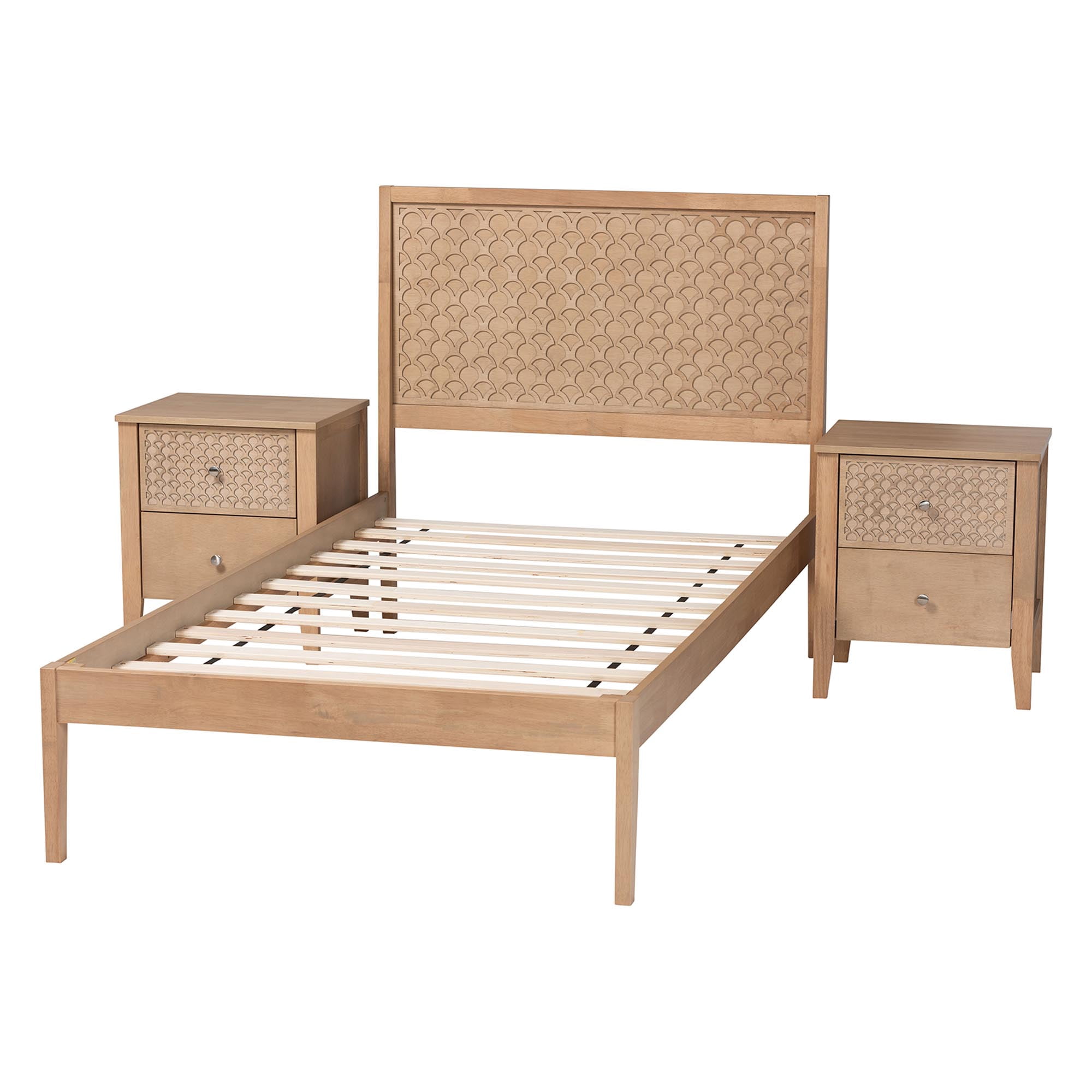 Baxton Studio Lara Modern Bedroom Set, 3-Piece, Twin, Oak Brown