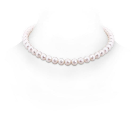 ANGARA 16" Freshwater Cultured Pearl Single Strand Choker Necklace in 14K White Gold for Women | June Birthstone, Birthday, Anniversary, Jewelry Gift for Women | Pearl Necklace