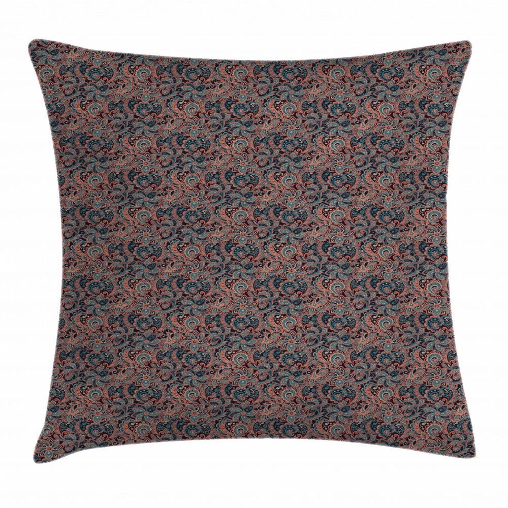 Persian Throw Pillow Cushion Cover, Paisley Pattern with Oriental Style
