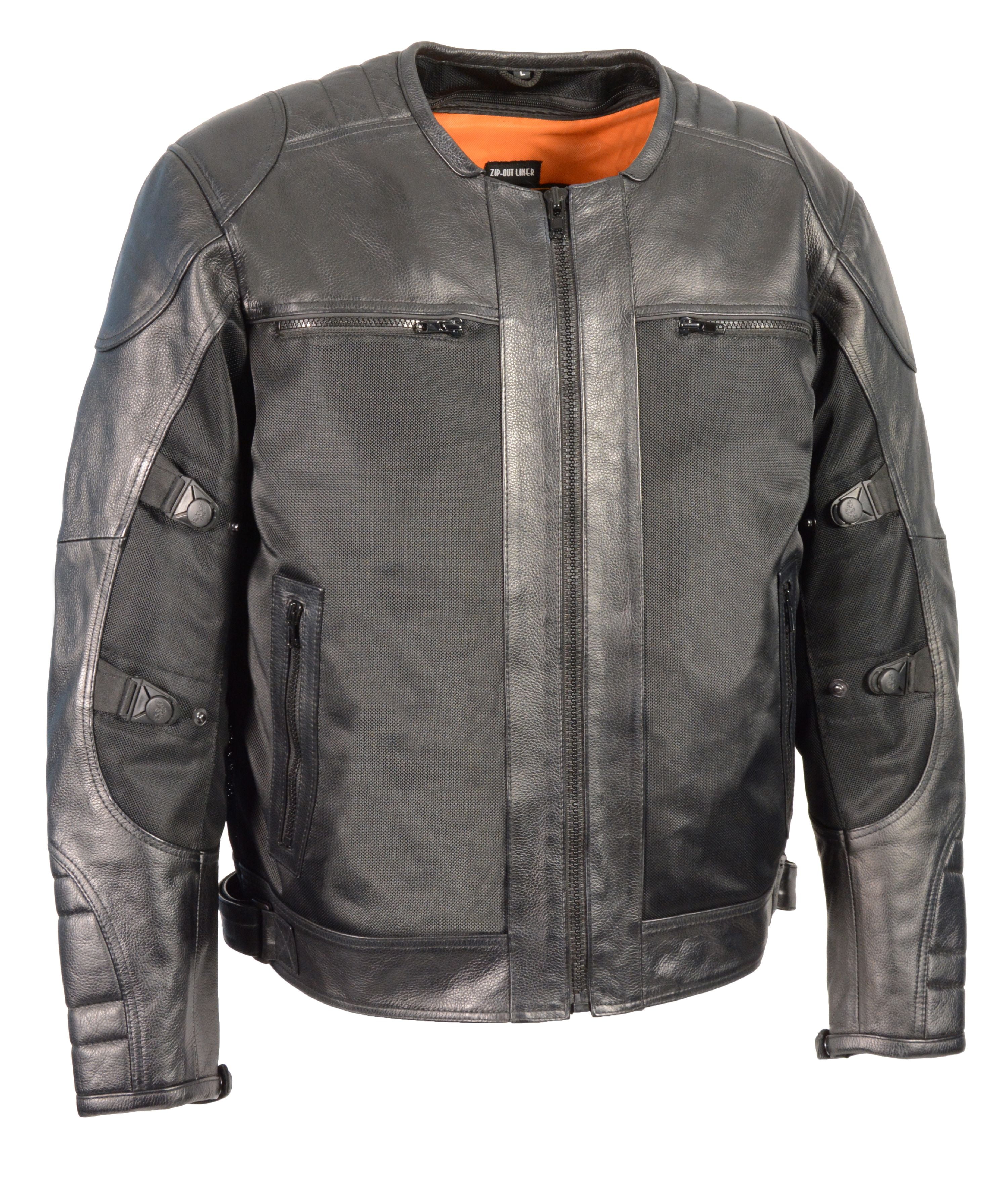 Men's Leather & Mesh Racer Jacket w/ Removable Rain Jacket Liner ...