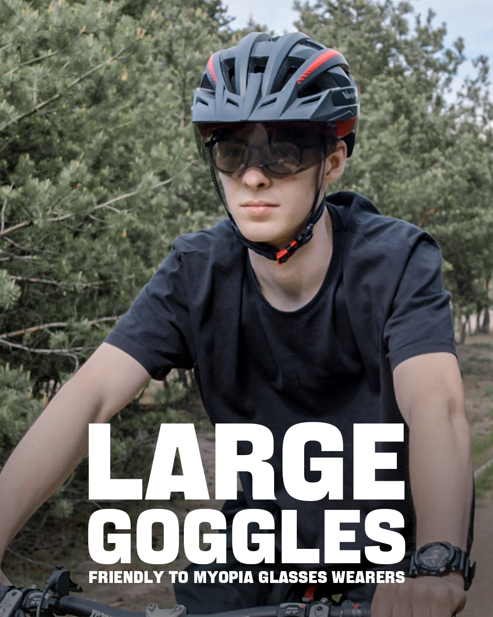 Victgoal Bike Helmet with Visor, Goggles and USB Light photo 4
