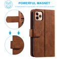 thumbnail image 5 of Dteck Wallet Case for iPhone 14 Pro Max 6.7 inch,Magnetic Handbag Zipper Pocket PU Leather Cover Flip with 9 Card Slots and Wrist Strap Folio TPU Inner Stand Case,Brown, 5 of 7