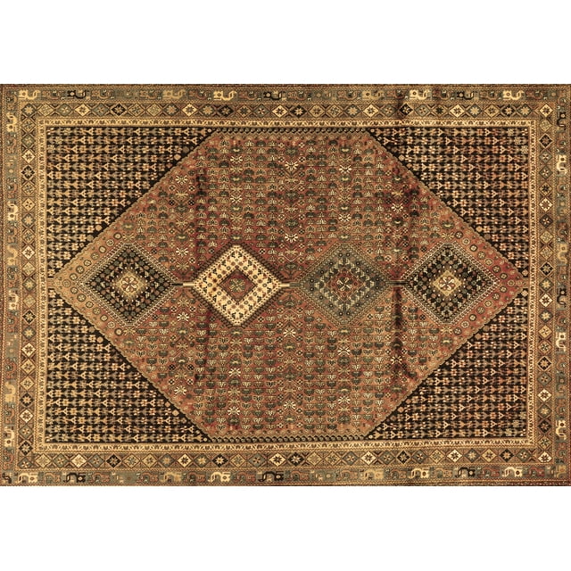 Ahgly Company Machine Washable Indoor Rectangle Persian Brown Traditional Area Rugs, 8' x 12'