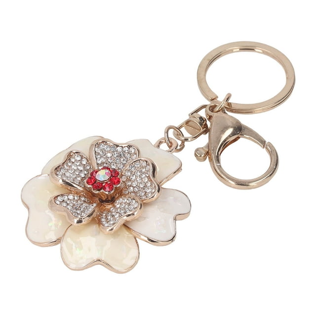 Peony Flower Keychain, Beautiful Practical Smoother Surfaces Lightweight Metal Car Keychain For Gifts