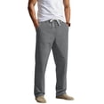 thumbnail image 4 of Hesxuno Men Straight Leg Nylon pants Elastic Drawstring Waist Pants Solid Summer Pants with Pockets Casual Comfy Lightweight Pants Gray M, 4 of 4