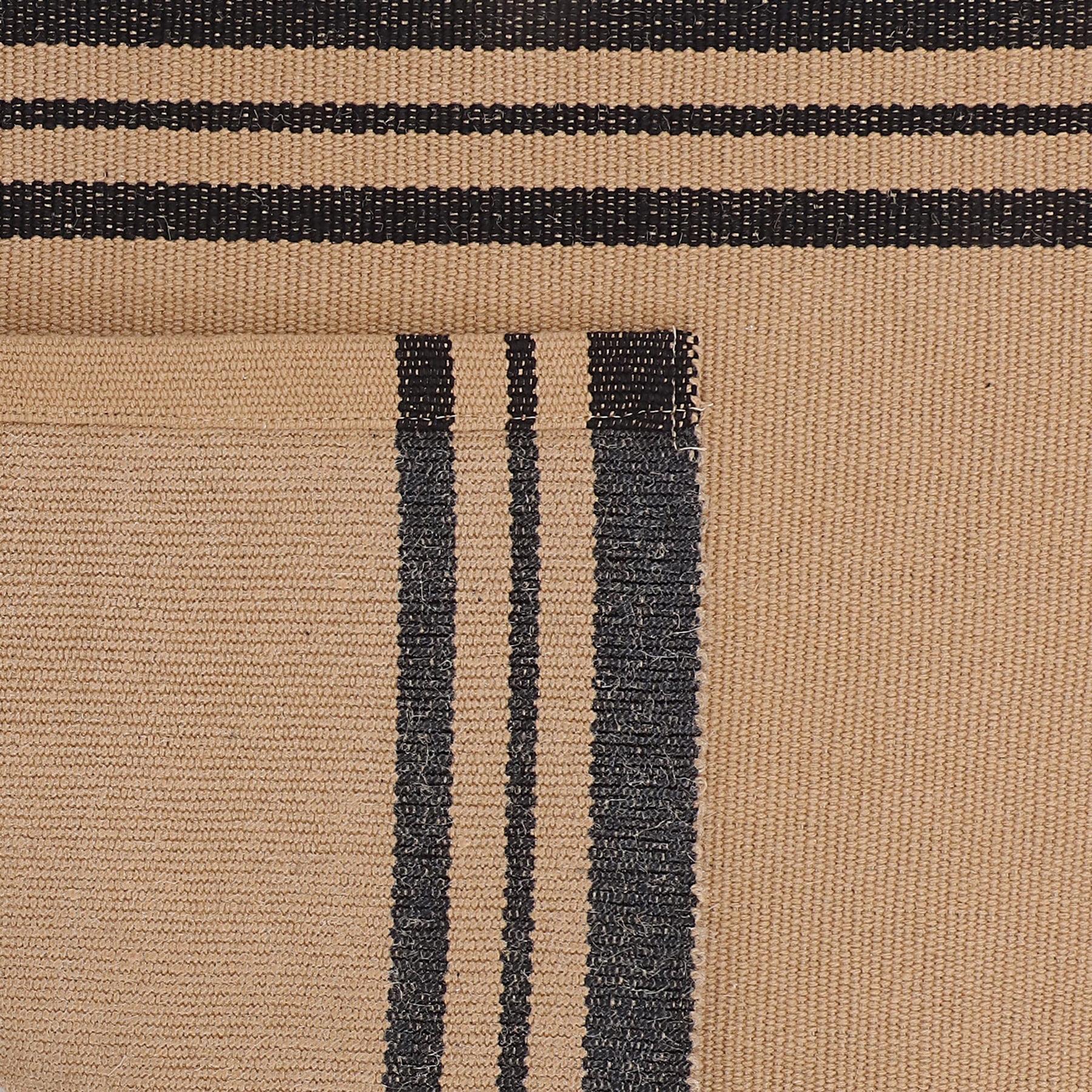 Mainstays Handwoven Woven Stripes Runner Rug, Black and Beige, 22" x 72" Antiskid Backing