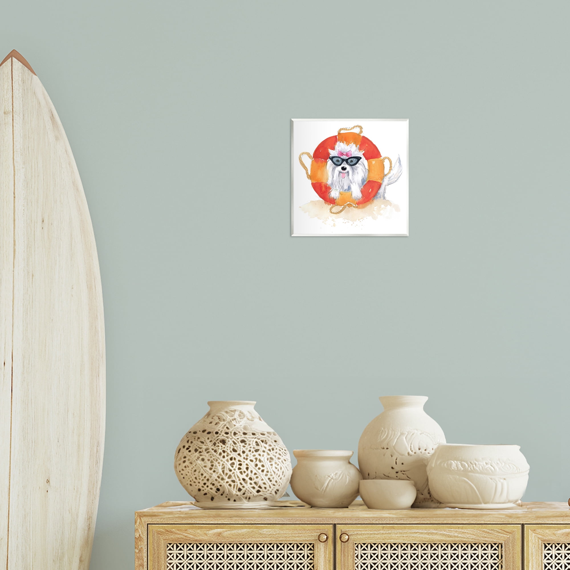 Stupell Industries Sandy Dog in Sunglasses Animals Painting Unframed Art Print Wall Art, 12 x 12