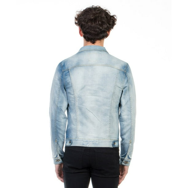 Chamarra De Mezclilla Stretch Azul Claro Para Hombre Con Ligera Demolicion Opp s Jeans Opps Jeans Chamarra Azul Claro Hombre Walmart en linea