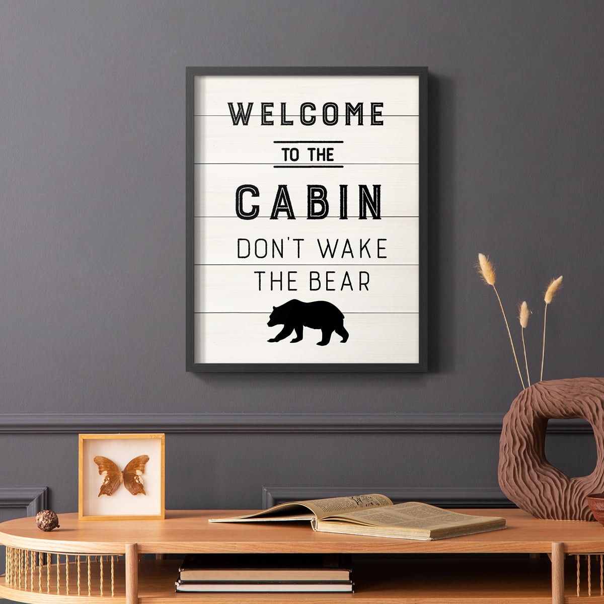 Welcome to the Cabin Framed Print in Black Solid Wood 11 x 14 Framed Print