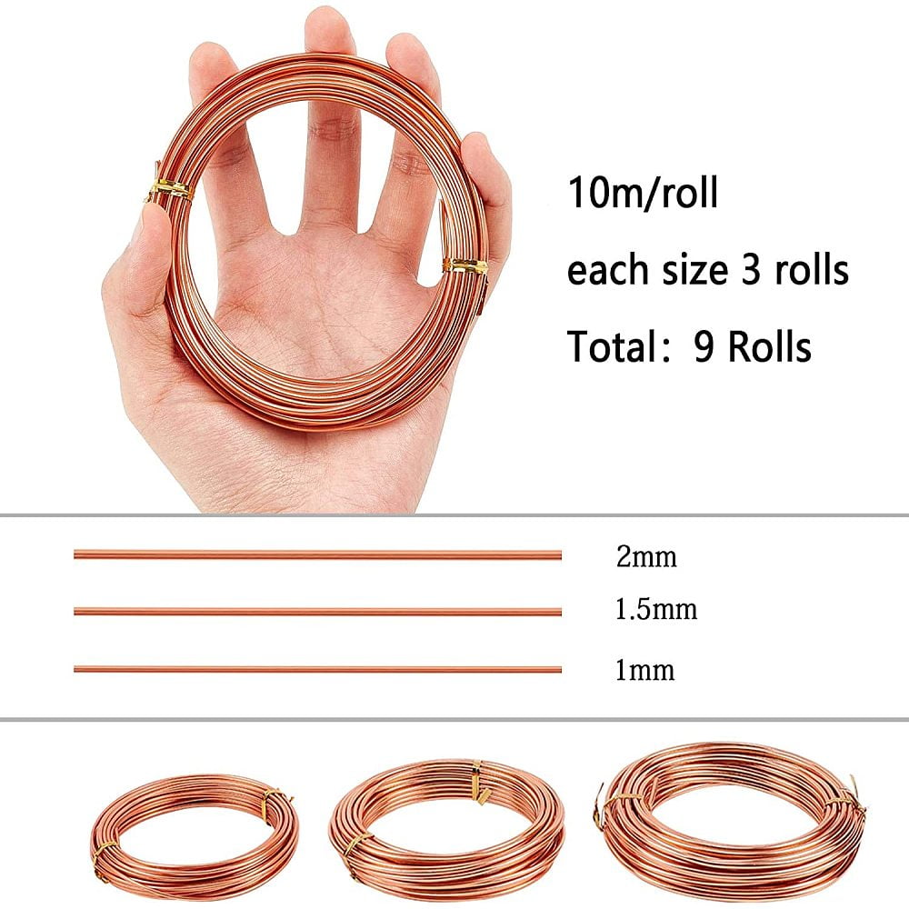 Tree Training Aluminium Wire 9 Rolls (Total 295 Feet) 3 Colors Bonsai Plant Training Wire 1/1.5/2mm Training Wire with Bonsai Wire Cutter for Holding Bonsai Branches DIY Mixed Color