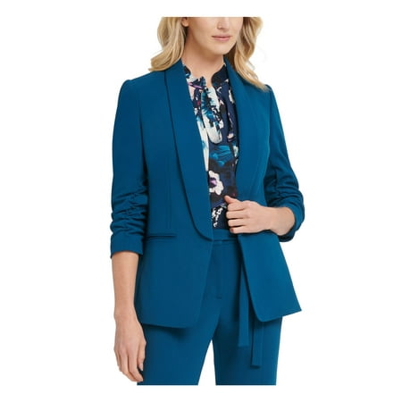 DKNY Womens Teal Blazer Petites Size: 10P