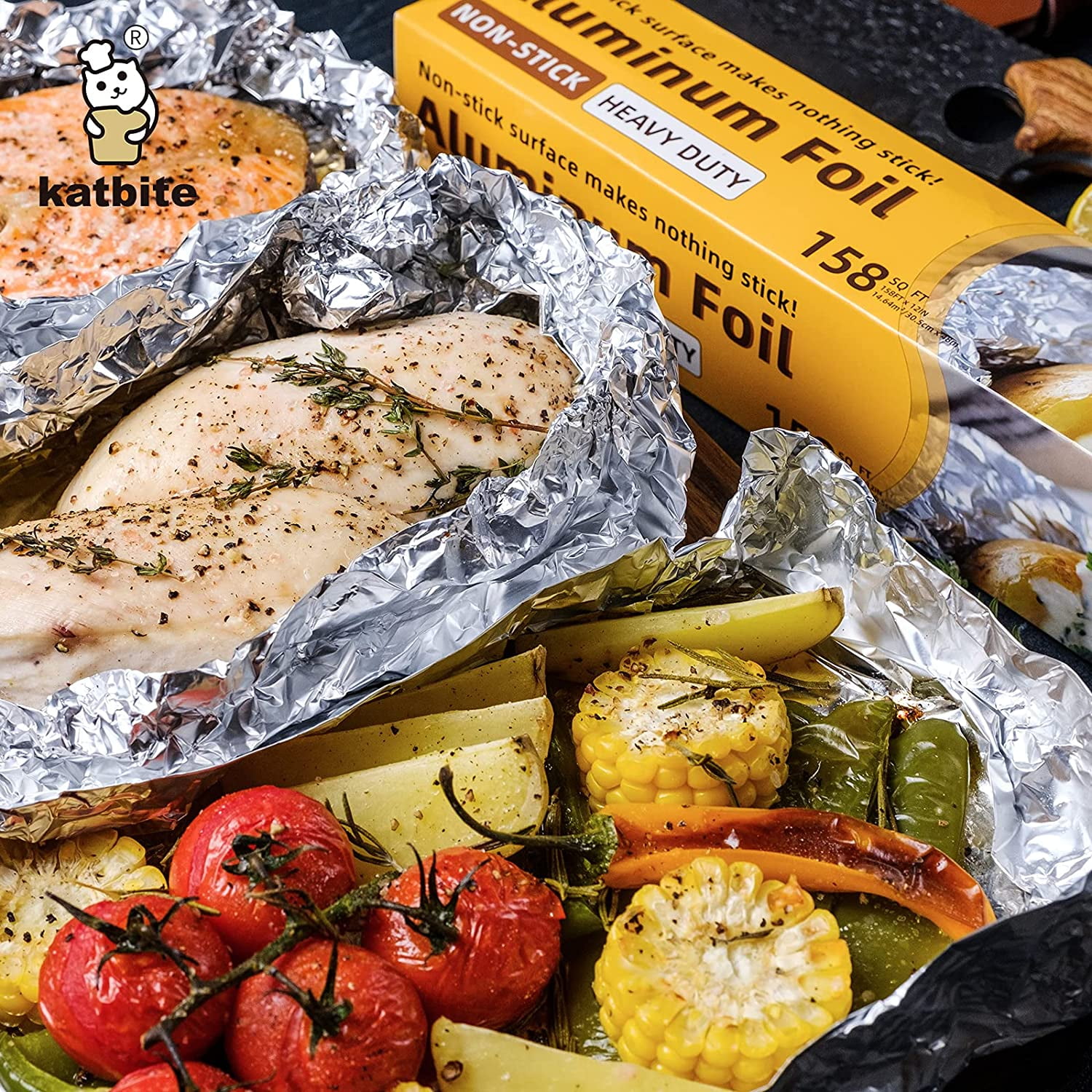 Lineslife Aluminum Foil Roll, 12”x328 Sq Ft Heavy Duty Non-Stick  Aluminum Foil Wrap with Sturdy Corrugated Cutter Box for Cooking, Roasting,  BBQ, Baking : Health & Household