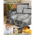 thumbnail image 4 of Black Damask Sofa Couch Covers for 3 Cushion Couch,Washable L Shape Sectional Sofa Covers for Loverseat/Pet,European Bohemian Grey Paisley Medallion Flower Slipcover Throw Blanket Futon Cover 71x134, 4 of 8