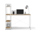 thumbnail image 3 of Ames 47" Reversible Gaming Computer Desk with Adjustable Shelves, Home Office Desk, Grommet Cable-Management, Leveler Feet, Easy Assembly, White/White Oak, 3 of 10