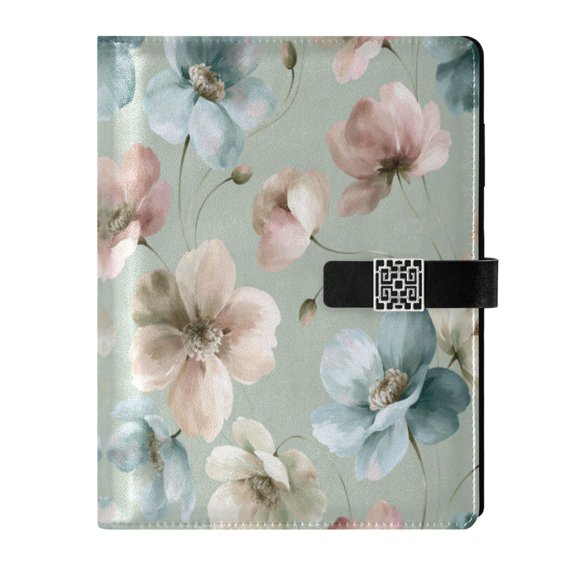 Leather Planner Leather Notebook Notebook Journal Binder Design Pen Pocket Design Convenient for Storage Muted Peony Light Green Repeat
