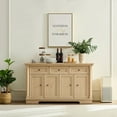 thumbnail image 3 of CQSXDA Farmhouse Style Kitchen Storage Cabinet in Classic White Finish 55 Inch Wooden Buffet Sideboard with Drawers, 3 of 9