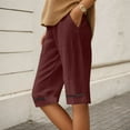 thumbnail image 2 of Women's Linen Shorts Casual Knee Length Summer Beach Pants Lightweight Comfortable Loose Fit With Pockets Breathable Stylish Outfits, 2 of 2