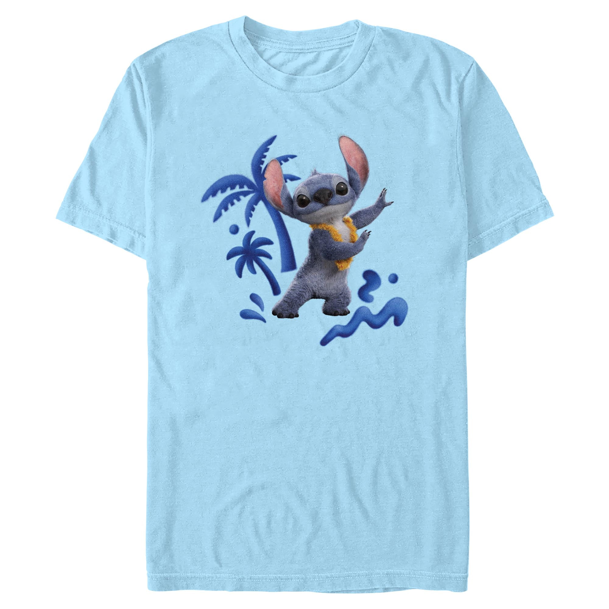 Men's Lilo & Stitch Cute and Fluffy Graphic Tee Light Blue 2X