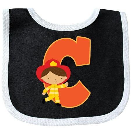 Inktastic Firefighter Letter C Monogram Fireman Baby Bib Initial Boys Cute Kids Monogrammed Childs Alphabet Future Occupation Clothing Apparel Adorable Letters Gift Infant (Best Monogrammed Baby Gifts)
