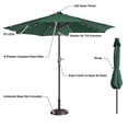 thumbnail image 6 of Villacera 9' LED Lighted Outdoor Solar Powered Patio Umbrella with 8 Steel Ribs, Forest Green, 6 of 11