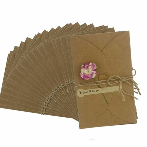 Brown Kraft Paper Thank You Cards Thank U Greeting Card with Kraft Paper Envelopes for Wedding, Graduation 6.9"x4.3" Pack of 20
