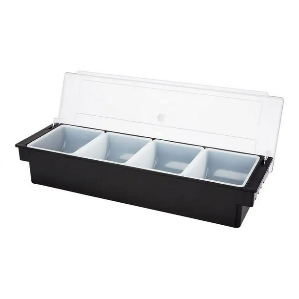 Dispensador de 4 Comp, Contenedor para Servir Condimentos Congelados, Barra de Bandeja Decorativa Congelada para Trabajos en el Hogar o Restaurantes