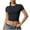 Black-02, variant on Short Sleeve Shirts for Women Round Neck Basic Double Lined Tees Fitted Crop Tops
