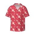 thumbnail image 2 of Lsque Hello Summer Flamingo print Men's Cuban Collar Short Sleeve Shirt Summer Beachwear Casual Button Down Fashionable Vacation Leisure Shirt-Medium, 2 of 7