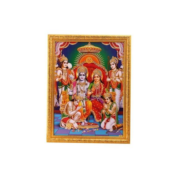 Bm Traders Ram Bhagwan Darbarsahib Zari Print Photo In Religious Frame (14 X 18 Inch)