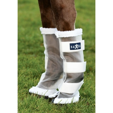 Saxon Fly Leg Wraps for Horses | Set of 4 Fly Protection Horse Leg Wraps | White | One Size fits Most Horses