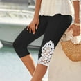 thumbnail image 2 of ABATAB Capri Leggings for Women Summer Dressy Yoga Cropped Pants High Waist Lace Beach Workout Leggings, 2 of 6