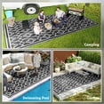 thumbnail image 5 of Reversible Waterproof Outdoor Rug, 9x18 Feet Plastic Straw Mat with Carry Bag, Black Gray Lantern Design, 5 of 12