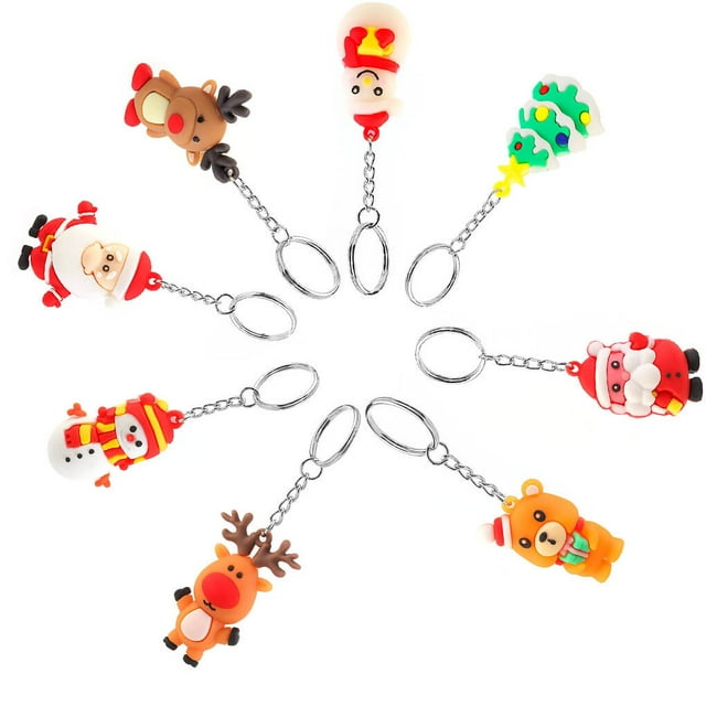 Keychain Christmas Themed Silicone Pendant Key key ring Ring Bag Decorative Attachment Alloy Keychain, Type 6