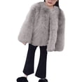 thumbnail image 2 of Coerni Toddler Kids Girls Faux Fu𝐫 Jacket Furry Winter Coat Snow Warmth Plush Outerwear Open Front Warm Fleece Overcoat Trendy, 2 of 5
