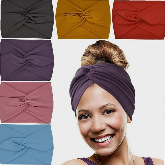Wide Headbands For Women Extra Large Headband Twisted Knot Head Bands For Women's Hair Band Turban Accessories 6 Pack