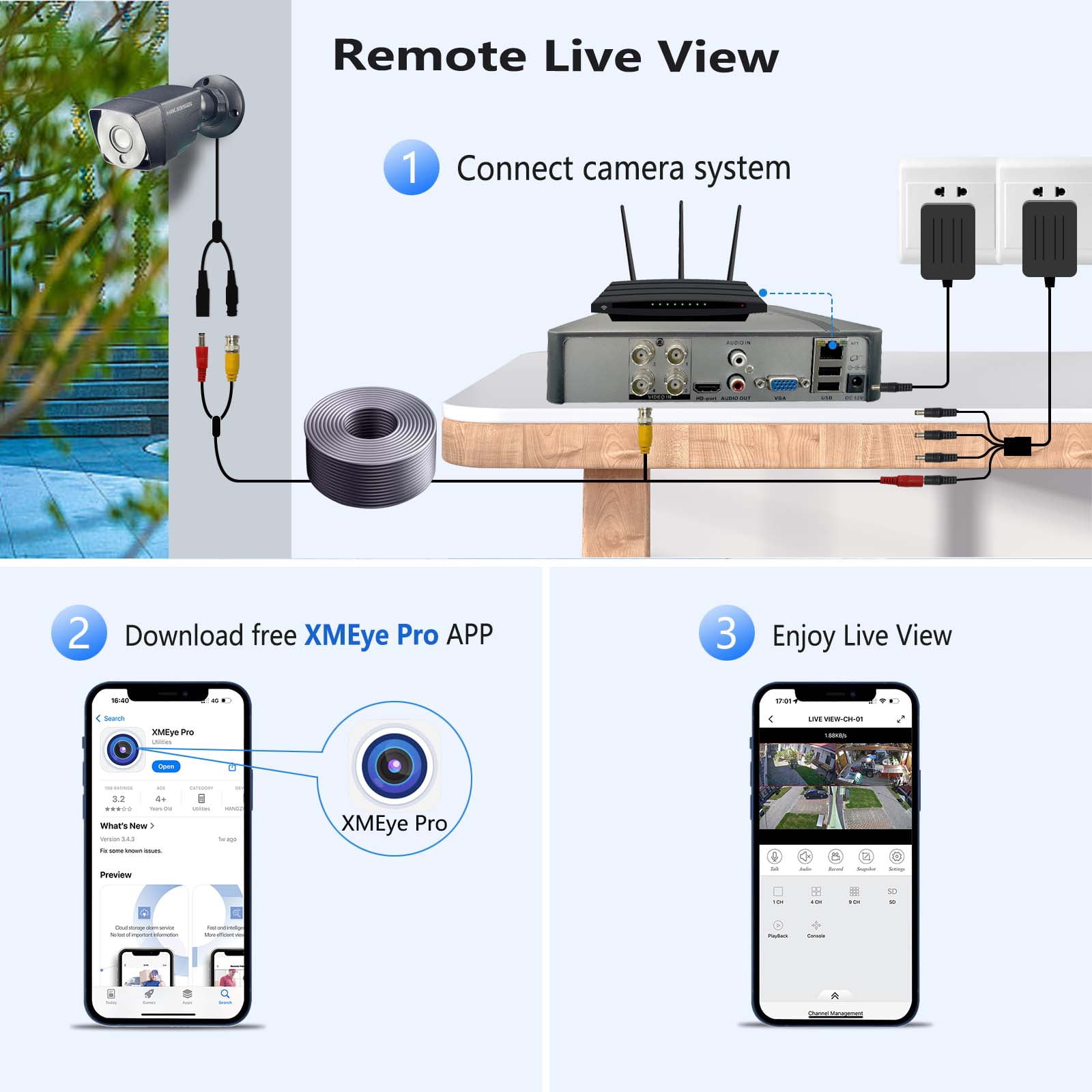 H.265 1080p Home Security Camera System Outdoor Indoor, CCTV DVR 4 Channel with AI Motion Detection, 4 x 1080p Weatherproof Surveillance Camera, 100ft Night Vision, 1TB HDD