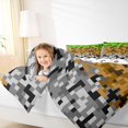 thumbnail image 3 of Feelyou Pixel Grid Miners Twin Bedding Sets 7pcs, Square Bedding Comforter Set, 3 of 7