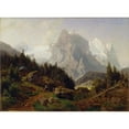 thumbnail image 2 of Nils Bjørnsen Møller 14x11 Gold Ornate Wood Frame and Double Matted Museum Art Print Titled - Tourists in the Mountains, 2 of 4