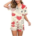 thumbnail image 3 of Vetsdori Soft Pajama Sets for Women Valentines Nightwear Sleepwear 2 Pieces Short Sleeved Tops Shorts Gifts for Girlfriend Valentines Day Womens Pajamas Spring,Red, 3 of 7