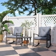 thumbnail image 3 of 3 Pieces Bistro Set, Patio Wicker Furniture Set with Button Tufted Cushions, Rattan Rocking Chairs, Coffee Table, Gray, 3 of 11