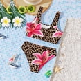 thumbnail image 6 of HOWPAY Girls Swimsuit 2 Piece Leopard and Floral Print Quick Dry Tankini Sets Sleeveless Sports Swimwear Summer Sun Beach Bathing Suits Brown, 6 of 8