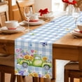 thumbnail image 5 of Spring Floral Truck Table Runner - 120 Inch Long Watercolor Flowers Butterflies Blue Plaid Cotton and Linen Blended Dress Scarves Farmhouse Table Runner for Kitchen Dining, Coffee Table, 13" x 120", 5 of 8