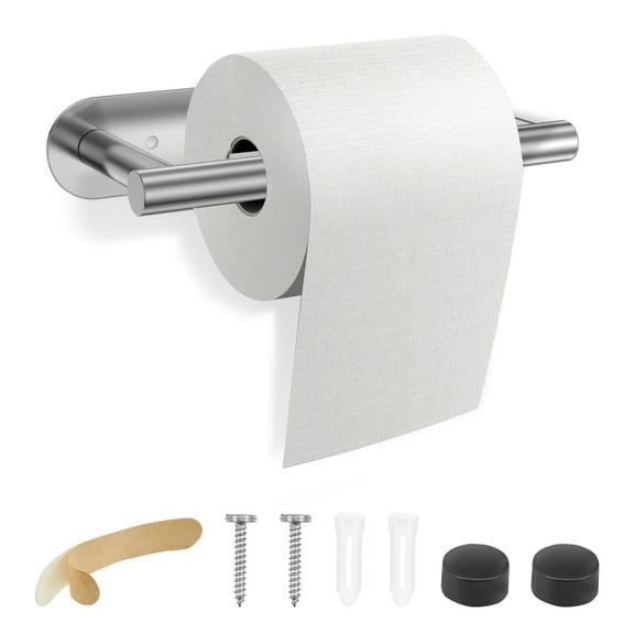 Toilet Paper Holder Stainless Steel Tissue Roll Holder Adhesive or Screw Wall Mount Toilet Paper Dispenser Practical Tissue Rack for Bathroom Home