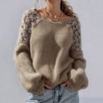 thumbnail image 5 of Gytharion Women's Lace Sleeve Sweaters Loose Solid Color Crew Neck Long Sleeve Patchwork Pullover Tops with Ribbed Cuffs Fashion Jumper Tops, 5 of 5