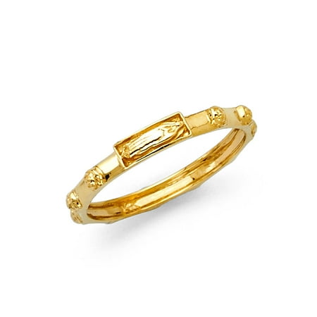 Five Faceted Gemstone Rings Jewels By Lux 14K Yellow Gold Rosary Mother Of God Mary Religious Eternity Anniversary Wedding Ring Band Size 5 ()