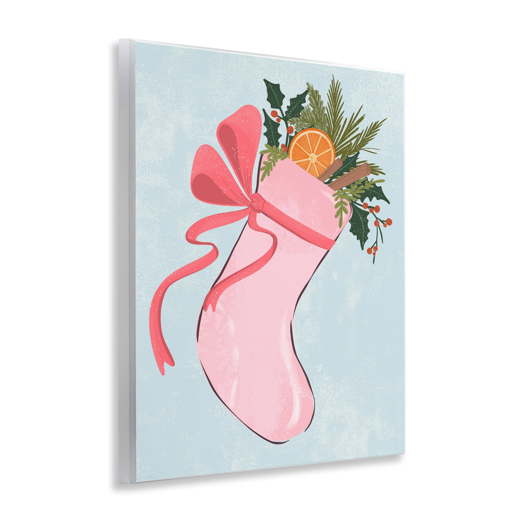 Stupell Industries Pink Filled Holiday Stocking Holiday Painting Unframed Art Prints Wall Art, 11 x 14