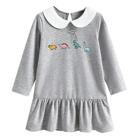 

Toddler Kids Baby Girls Long Sleeve Casual Cartoon Printed Lovely Casual Princess Dress Baby Outwear