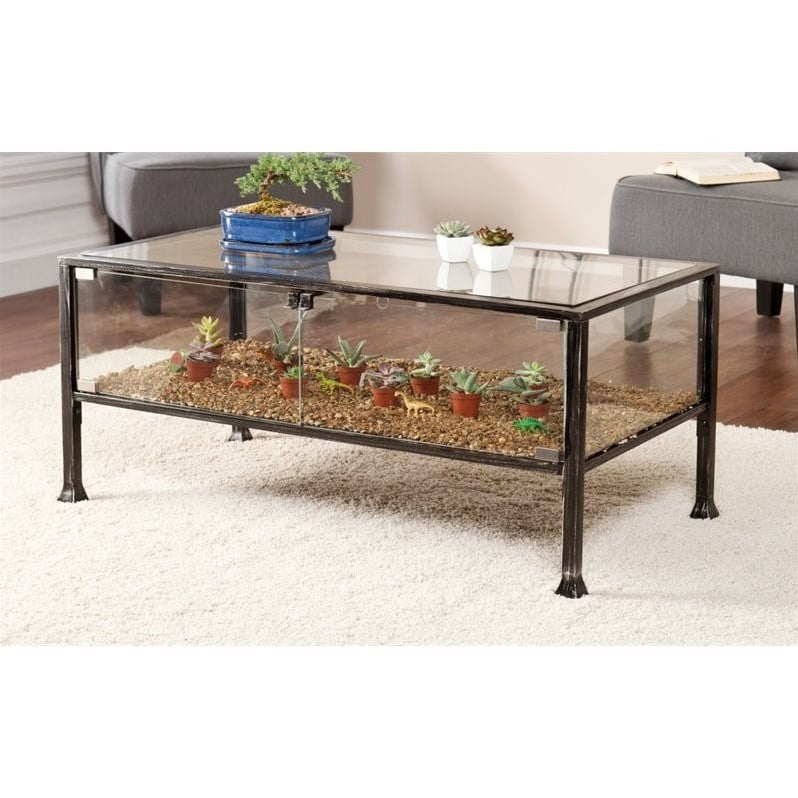 Southern Enterprises Terrarium Gl Display Coffee Table In Black