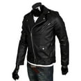 thumbnail image 2 of Men Leather Jacket Slim Fit Motorcycle Jacket Zipper Casual Coat Spring Autumn Winter, 2 of 7